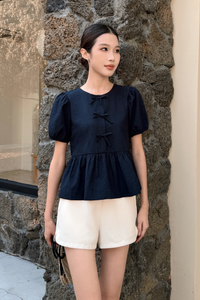 Vianne Bow Blouse Navy (Restock)