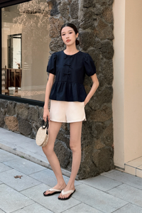 Vianne Bow Blouse Navy (Restock)