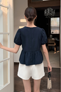 Vianne Bow Blouse Navy (Restock)