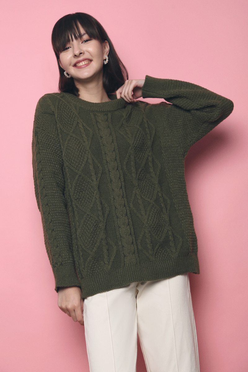 Welly Oversized Knit Tunic Olive