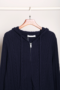 Westbourne Cable Knit Hoodie Navy