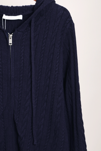 Westbourne Cable Knit Hoodie Navy