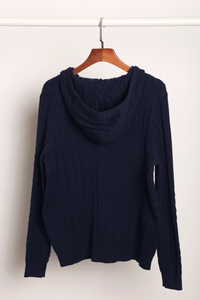 Westbourne Cable Knit Hoodie Navy