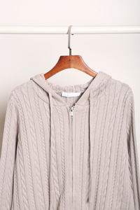 Westbourne Cable Knit Hoodie Taupe