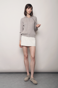Westbourne Cable Knit Hoodie Taupe