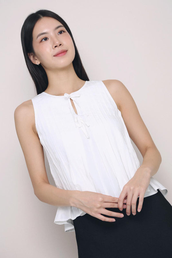 Better Pleats Sleeveless Blouse White (Restock)