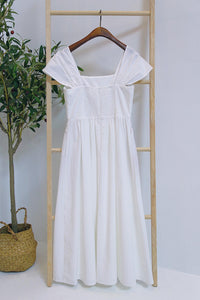 Portland Fan Sleeves Midi Dress White (Backorder)