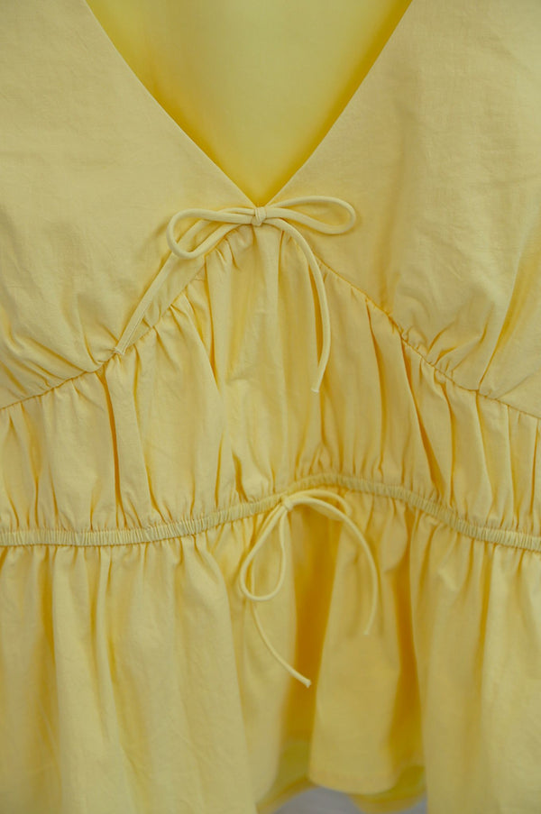 Una Flutter Sleeves Top Yellow (Preorder)
