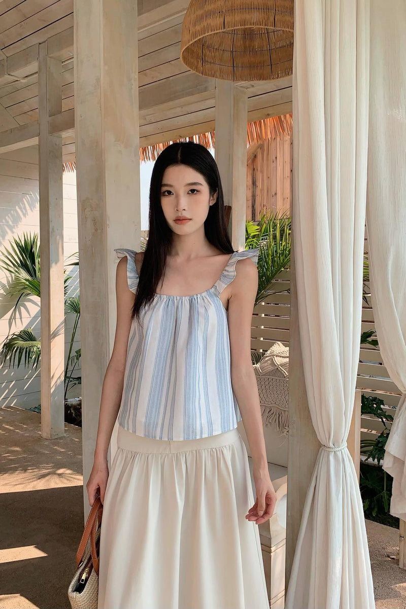 More Than Stripes Flutter Top Light