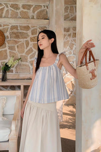 More Than Stripes Flutter Top Light