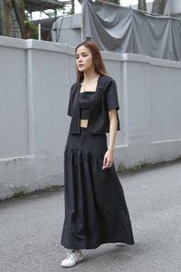 Riviera Drop Waist Maxi Skirt Black