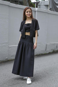 Riviera Drop Waist Maxi Skirt Black