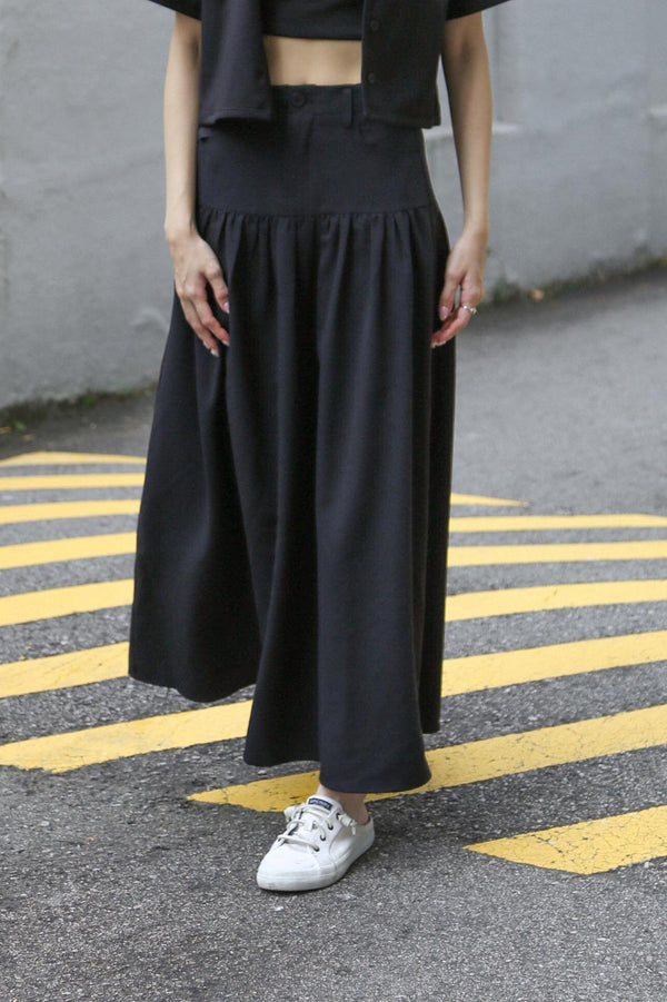 Riviera Drop Waist Maxi Skirt Black