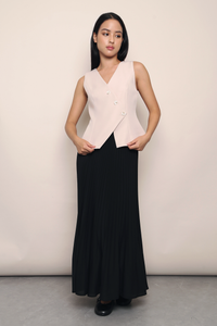 Whisper Pleat Fishtail Skirt Black (Restock)