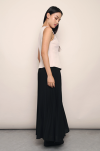 Whisper Pleat Fishtail Skirt Black (Restock)