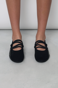 Whitmore Strappy Leather Flats Black