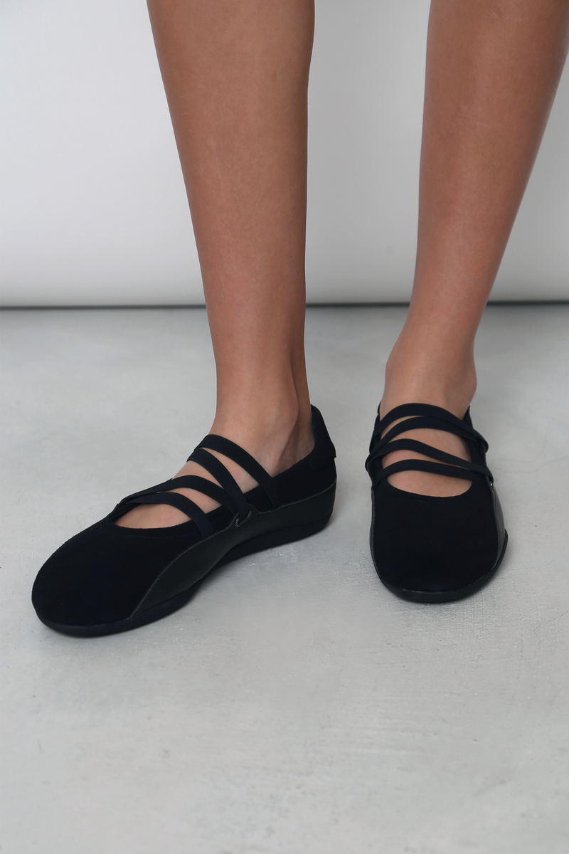 Whitmore Strappy Leather Flats Black