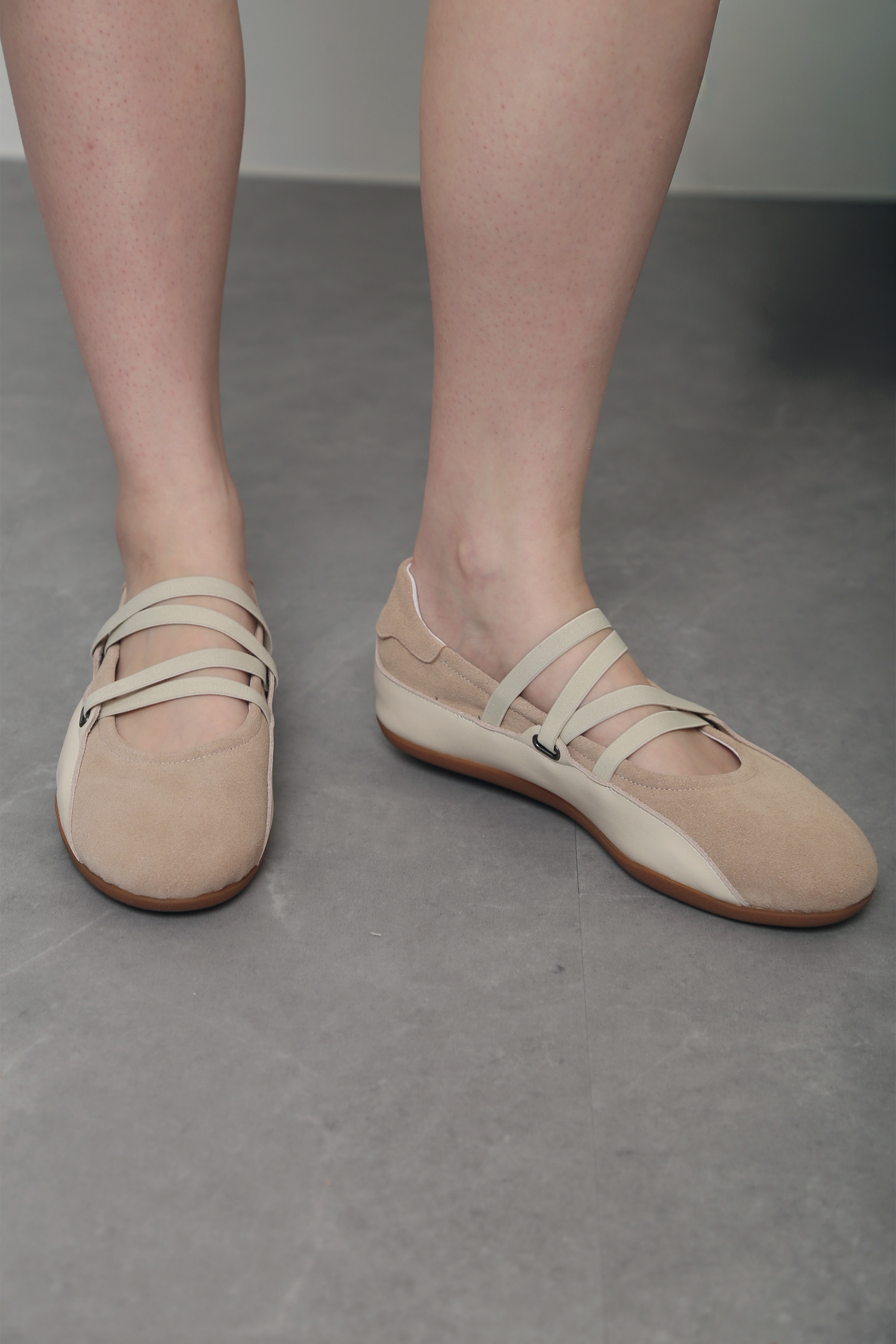 Whitmore Strappy Leather Flats Oat (Backorder)