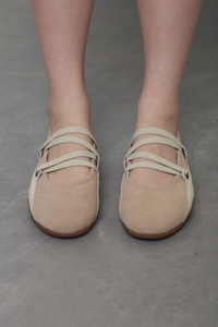 Whitmore Strappy Leather Flats Oat (Backorder)
