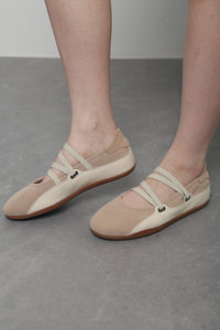 Whitmore Strappy Leather Flats Oat (Backorder)
