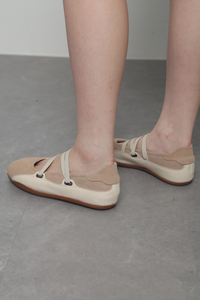 Whitmore Strappy Leather Flats Oat (Backorder)