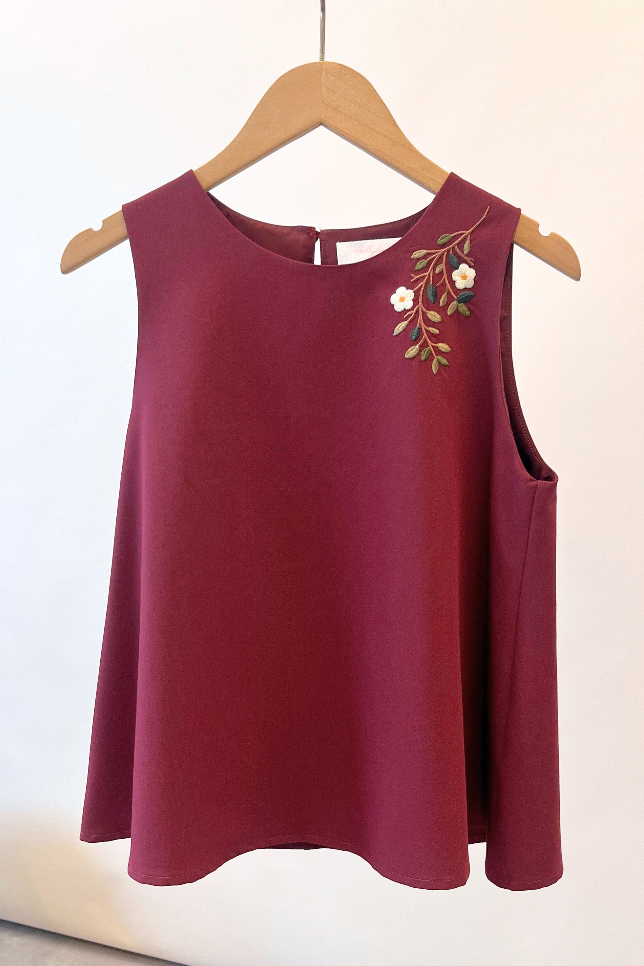 Willow Bloom Embroidered Blouse Burgundy