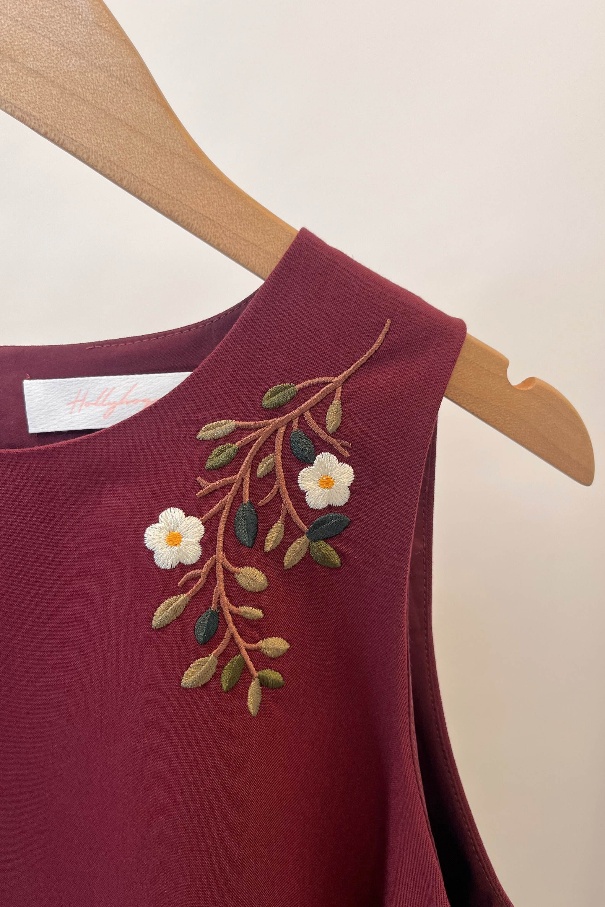 Willow Bloom Embroidered Blouse Burgundy