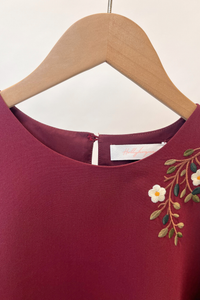 Willow Bloom Embroidered Blouse Burgundy