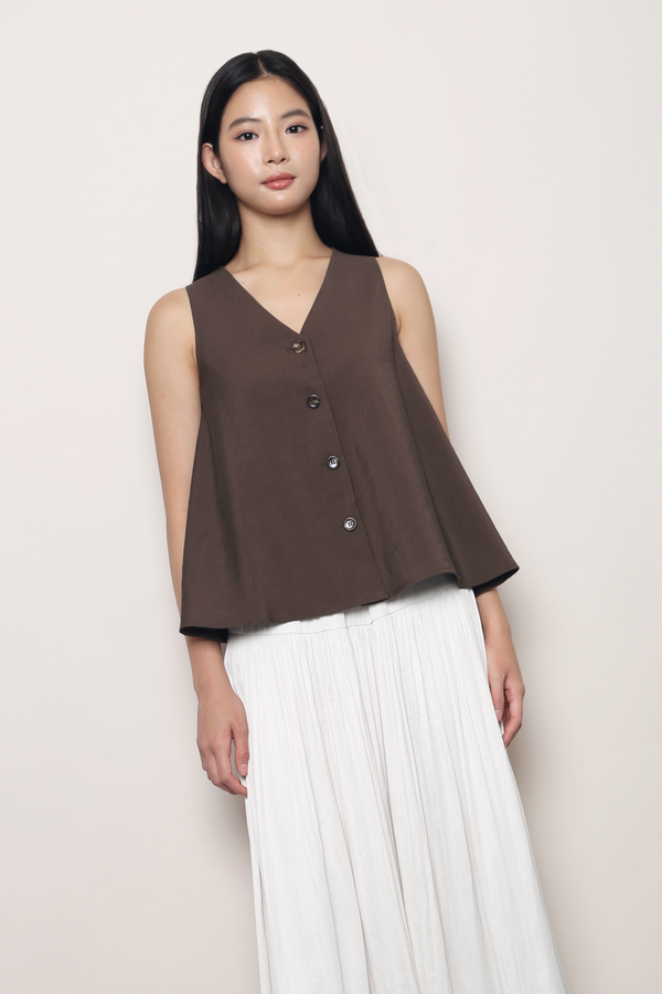 Windsor V2 Button Down Swing Top Brown