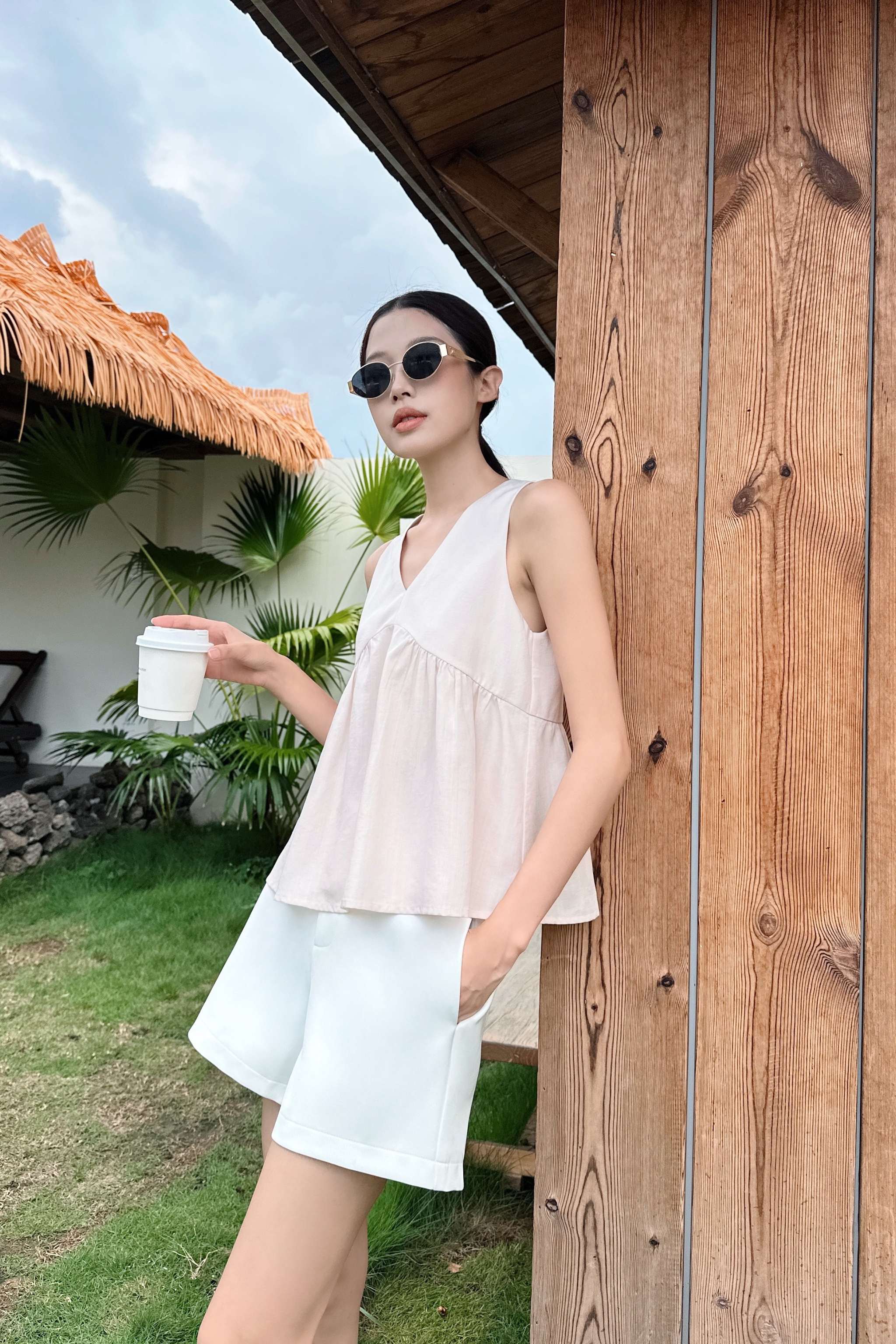 With Love Sleeveless Blouse Powder Pink (Backorder)