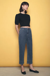 York Waffle Cropped Top Black