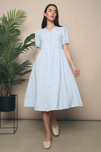Zealia Panel Midi Dress Sky