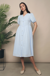 Zealia Panel Midi Dress Sky