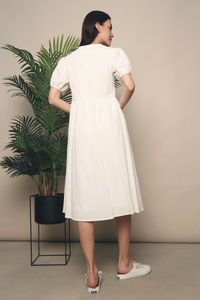 Zealia Panel Midi Dress White