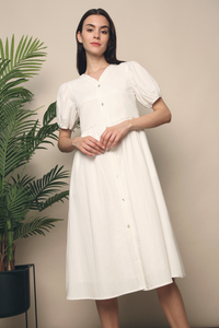 Zealia Panel Midi Dress White