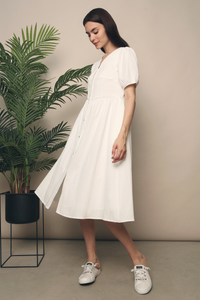 Zealia Panel Midi Dress White