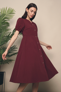 Zealia Panel Midi Dress Wine Red