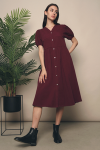 Zealia Panel Midi Dress Wine Red