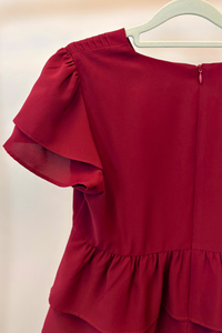 Aelia Pleat Babydoll Blouse Burgundy