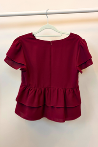 Aelia Pleat Babydoll Blouse Burgundy