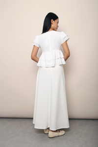 Aelia Pleat Babydoll Blouse White