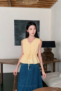 Ailee Tie Waist Top Yellow