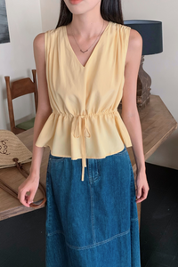Ailee Tie Waist Top Yellow