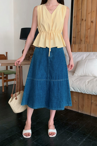 Ailee Tie Waist Top Yellow