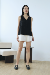 Airelle Sleeveless Linen Blouse Black