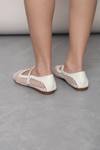 Air Mesh Mary Jane Flats Cream