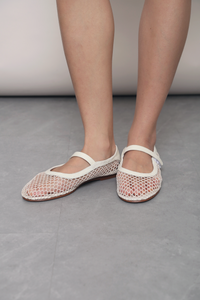 Air Mesh Mary Jane Flats Cream
