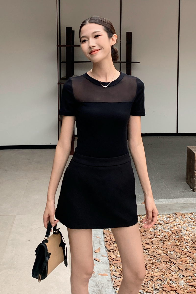 Amalfi Mesh Top Black