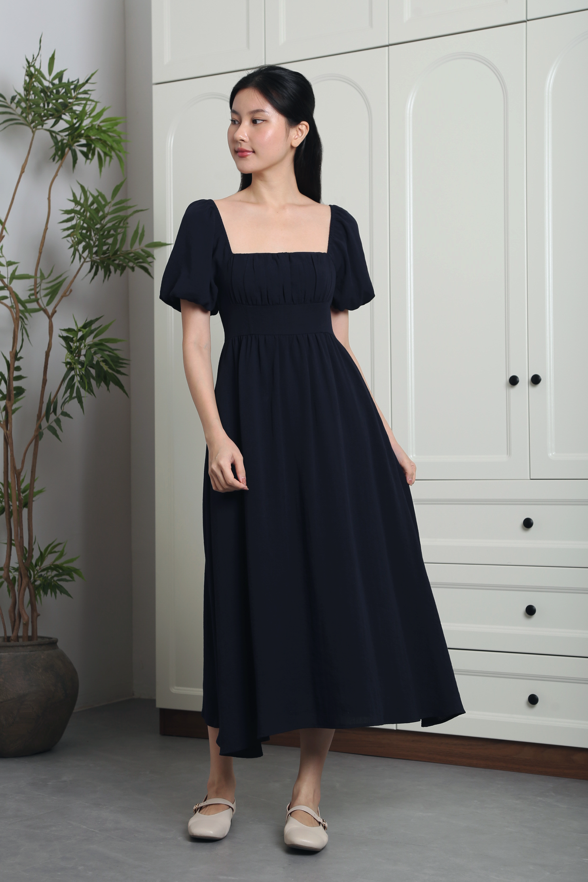 annalise midi dress Annelise Princess Core Midaxi Dress Navy – Hollyhoque