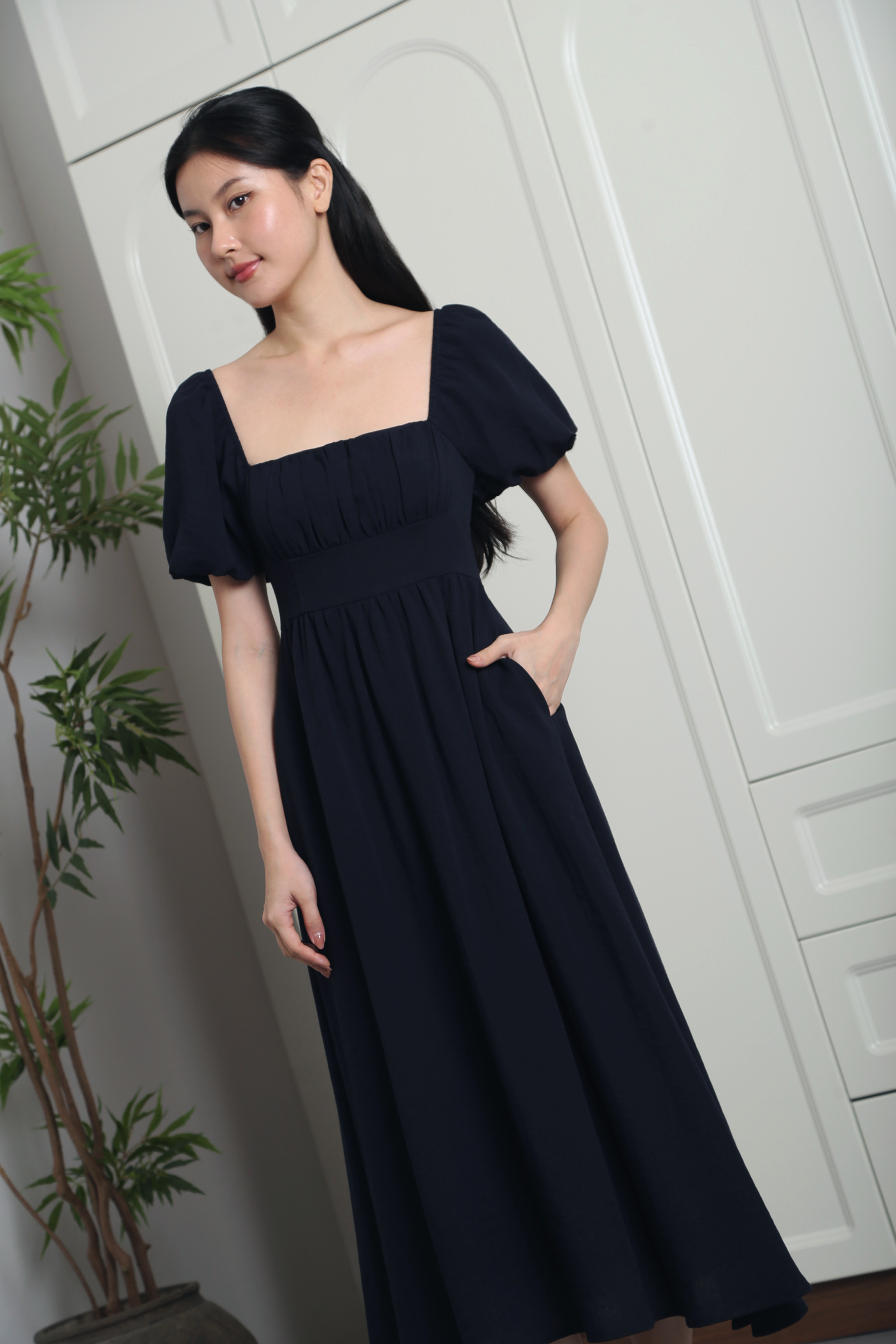 Annelise Princess Core Midaxi Dress Navy